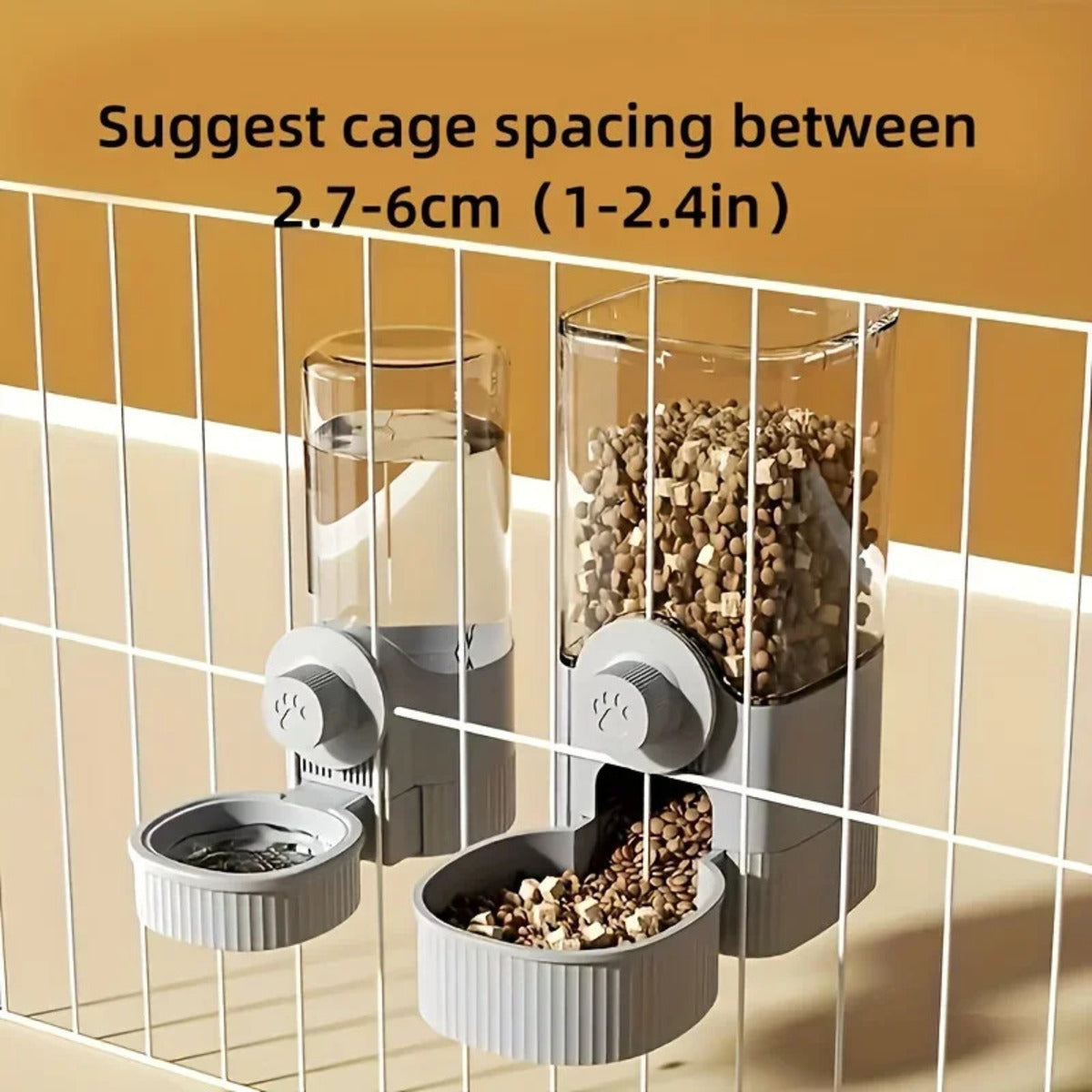 1.2L Automatic Pet Feeder Cage Hanging Bowl, Suitable For Small Puppy Cat Rabbit Food Container Dispenser Bowl - Paw Heroes Shop