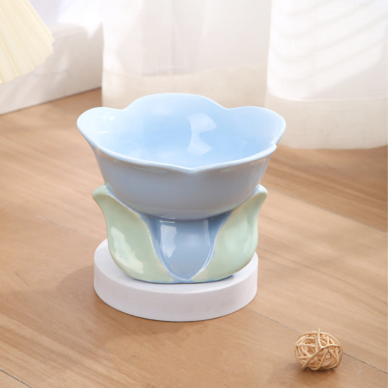 Cat Flower Bowl Raised Ceramic Pet Drinking Eating Feeders Small Dogs Elevated Non-slip Feeding Supplies Cats Puppy Products - Paw Heroes Shop