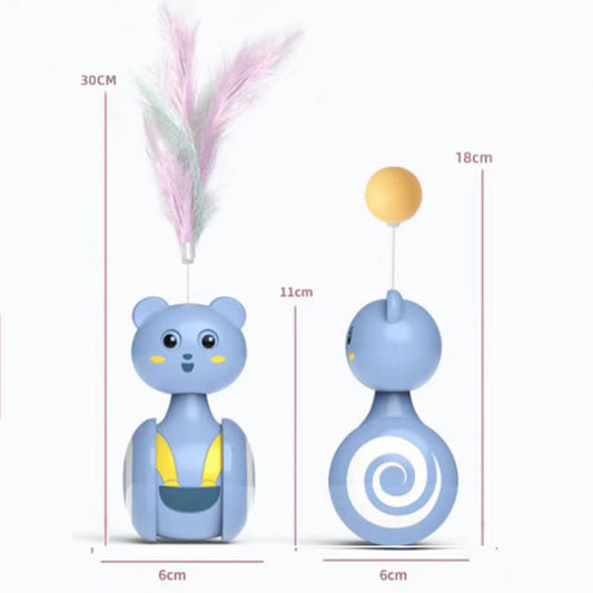 Cat Interactive Feather Toys Pet Bumbler Funny Toy Interactive Cats Toys Cat Rolling Teaser Feather Wand Toys Rotating Ball - Paw Heroes Shop