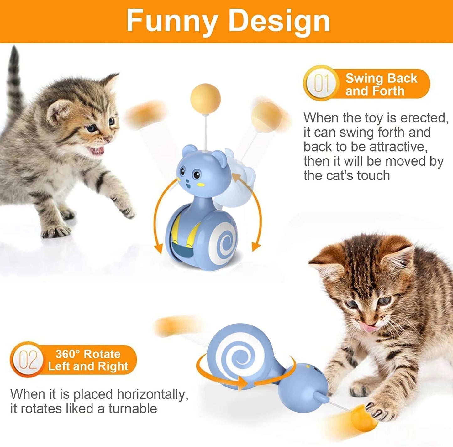 Cat Interactive Feather Toys Pet Bumbler Funny Toy Interactive Cats Toys Cat Rolling Teaser Feather Wand Toys Rotating Ball - Paw Heroes Shop