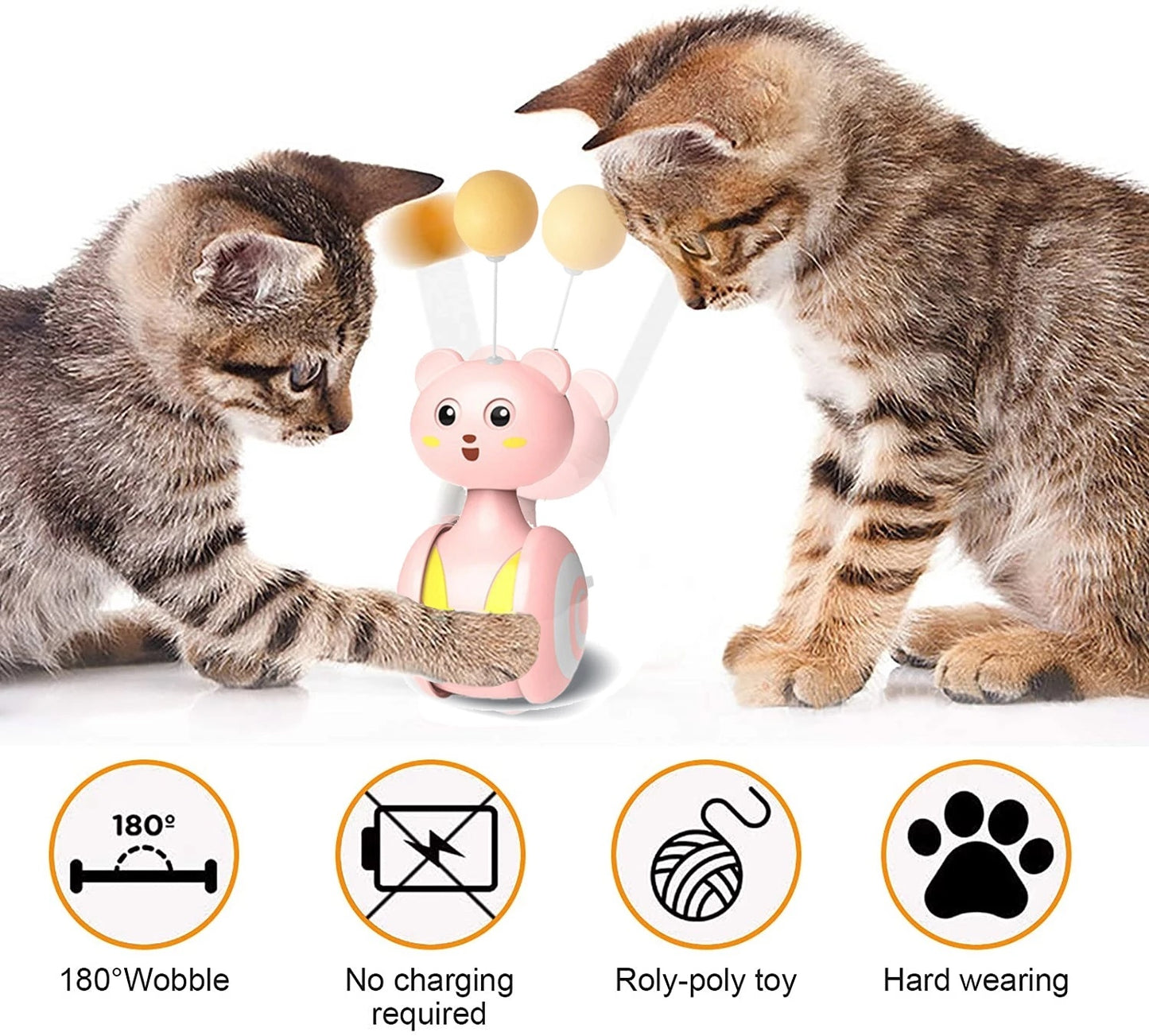 Cat Interactive Feather Toys Pet Bumbler Funny Toy Interactive Cats Toys Cat Rolling Teaser Feather Wand Toys Rotating Ball - Paw Heroes Shop