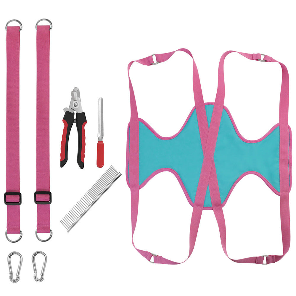 Pet Grooming Hammock For Cats & Dogs Hanging Harness Pet Supplies Kit With Nail Clippers Trimmer - Paw Heroes Shop