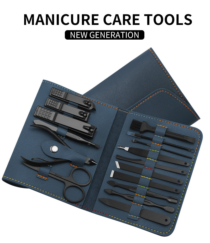 16pcs set Nail Clipper Cutter Trimmer Ear Pick Grooming Kit Manicure Set Pedicure Toe Nail Art Tools Set Kits with Bag - Paw Heroes Shop