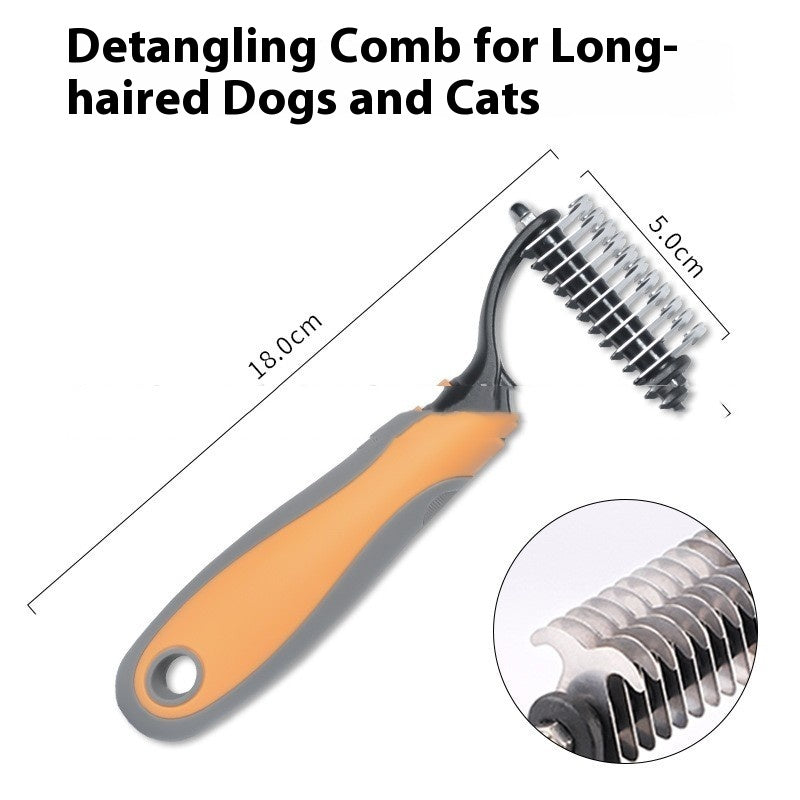 Pets Fur Knot Cutter Dog Grooming Shedding Tools Pet Cat Hair Removal Double-sided Comb Brush - Paw Heroes Shop