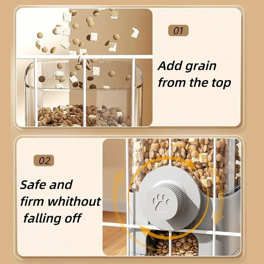 1.2L Automatic Pet Feeder Cage Hanging Bowl, Suitable For Small Puppy Cat Rabbit Food Container Dispenser Bowl - Paw Heroes Shop