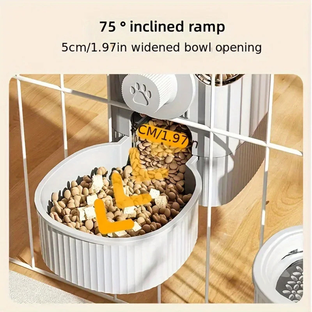 1.2L Automatic Pet Feeder Cage Hanging Bowl, Suitable For Small Puppy Cat Rabbit Food Container Dispenser Bowl - Paw Heroes Shop