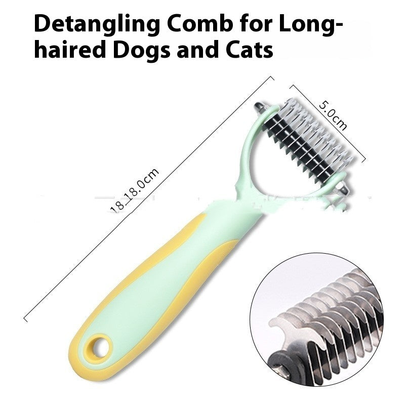 Pets Fur Knot Cutter Dog Grooming Shedding Tools Pet Cat Hair Removal Double-sided Comb Brush - Paw Heroes Shop