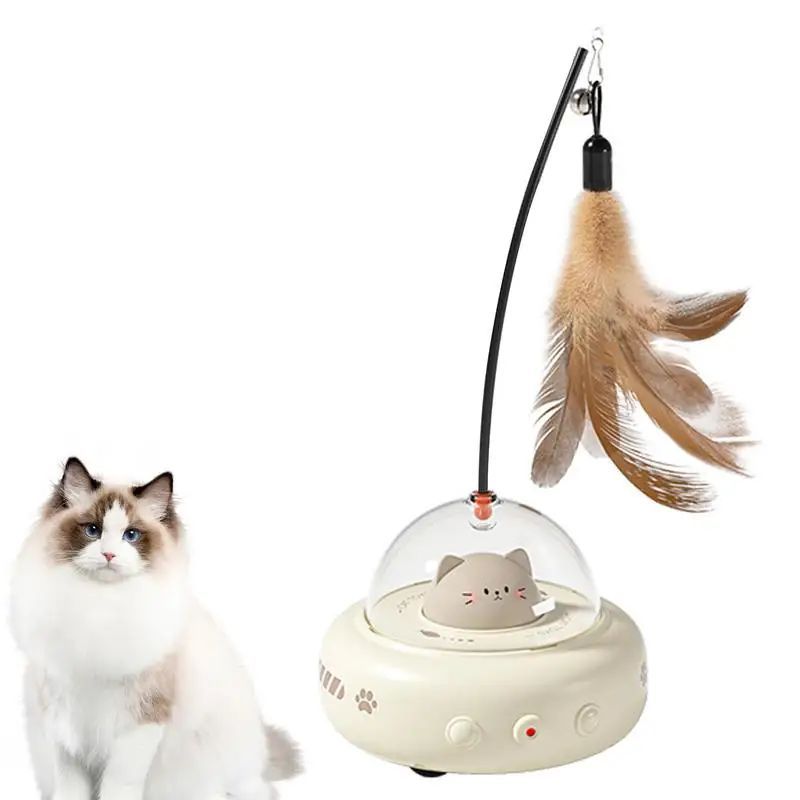 Electric Cat Interactive Toy Pet Toys With Feather Cat Teaser Wand Rechargeable Electric Sensing Pet Toys For Chasing Training - Paw Heroes Shop