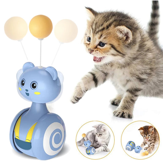 Cat Interactive Feather Toys Pet Bumbler Funny Toy Interactive Cats Toys Cat Rolling Teaser Feather Wand Toys Rotating Ball - Paw Heroes Shop