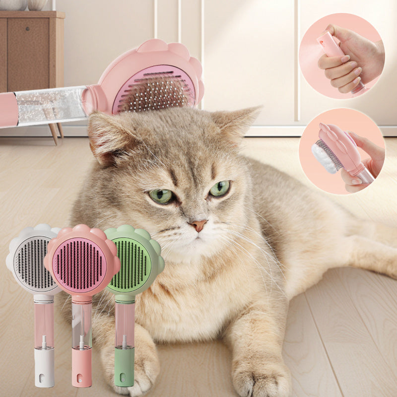 2 In 1 Self Cleaning Dog Brush Comb With Spray Pets Grooming Hair Remover Combs Brush Floating Hair Pet Grooming Brush Pet Products - Paw Heroes Shop