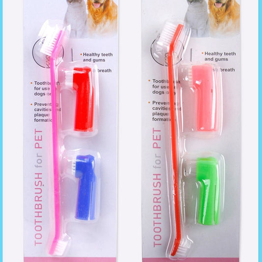 Double Head Toothbrush  Soft Pet Finger Toothbrush Set Pets Dogs Cats Teeth Care Cleaning Brush Pets Grooming Tools - Paw Heroes Shop