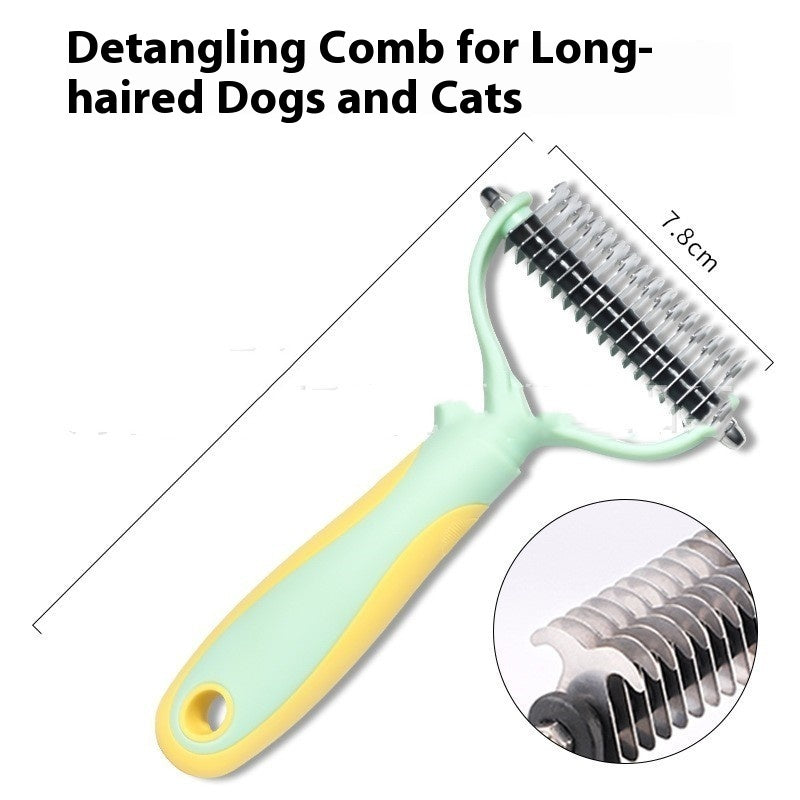 Pets Fur Knot Cutter Dog Grooming Shedding Tools Pet Cat Hair Removal Double-sided Comb Brush - Paw Heroes Shop