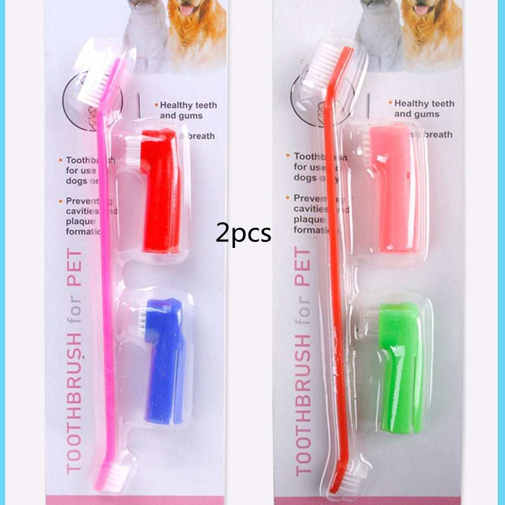 Double Head Toothbrush  Soft Pet Finger Toothbrush Set Pets Dogs Cats Teeth Care Cleaning Brush Pets Grooming Tools - Paw Heroes Shop