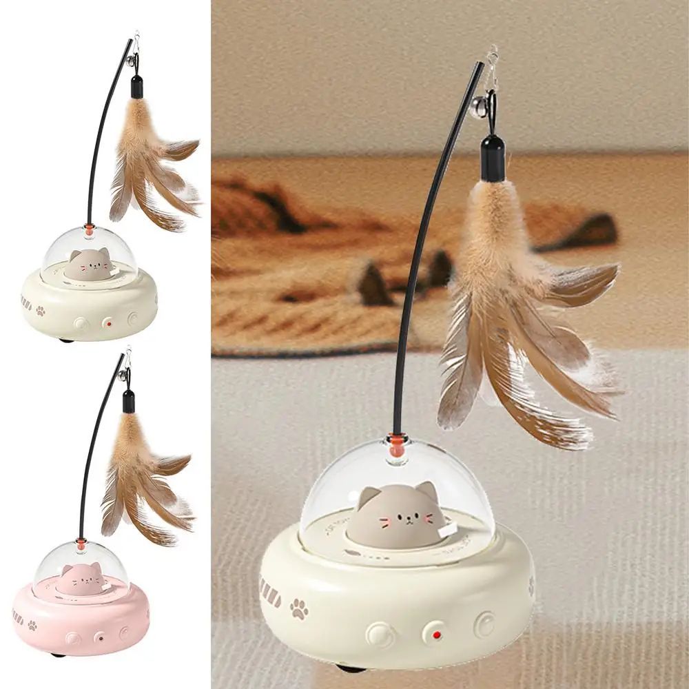 Electric Cat Interactive Toy Pet Toys With Feather Cat Teaser Wand Rechargeable Electric Sensing Pet Toys For Chasing Training - Paw Heroes Shop