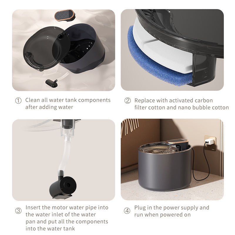 Automatic Pet Cat Water Fountain Mute Water Bowl USB Charge Auto Electric Pet Drinking Dispenser For Cat Dog Pet Products - Paw Heroes Shop