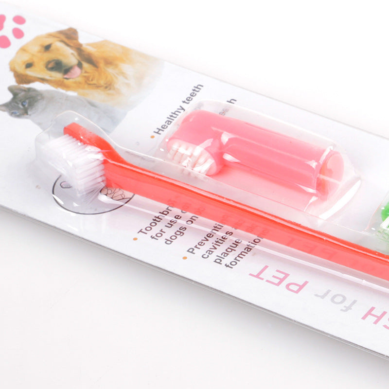 Double Head Toothbrush  Soft Pet Finger Toothbrush Set Pets Dogs Cats Teeth Care Cleaning Brush Pets Grooming Tools - Paw Heroes Shop