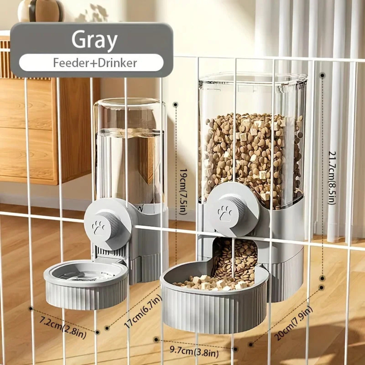 1.2L Automatic Pet Feeder Cage Hanging Bowl, Suitable For Small Puppy Cat Rabbit Food Container Dispenser Bowl - Paw Heroes Shop