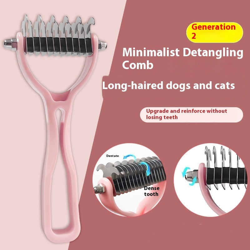 Pets Fur Knot Cutter Dog Grooming Shedding Tools Pet Cat Hair Removal Double-sided Comb Brush - Paw Heroes Shop
