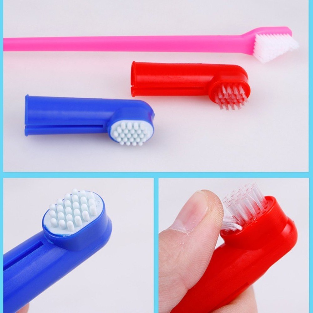 Double Head Toothbrush  Soft Pet Finger Toothbrush Set Pets Dogs Cats Teeth Care Cleaning Brush Pets Grooming Tools - Paw Heroes Shop