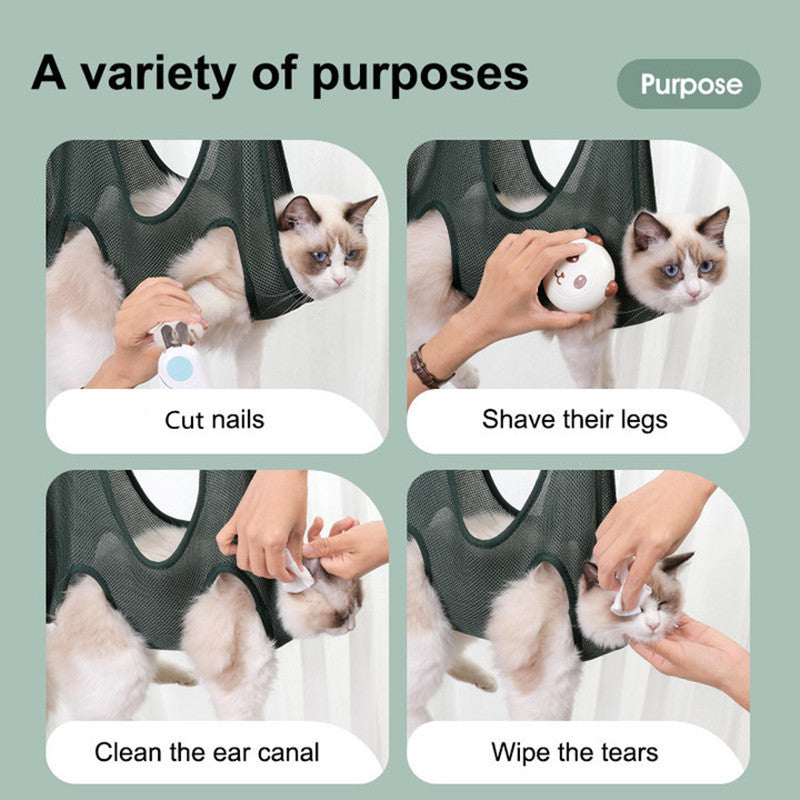 Pet Grooming Hammock Harness For Cats And Dogs, Cat Grooming Sling For Trimming Nail And Ear Care, Pet Hammock Restraint Bag - Paw Heroes Shop