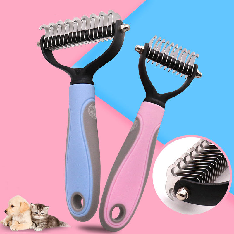 Stainless Double-sided Pet Brush Hair Removal Comb Grooming Dematting Dog Grooming Shedding Tools - Paw Heroes Shop