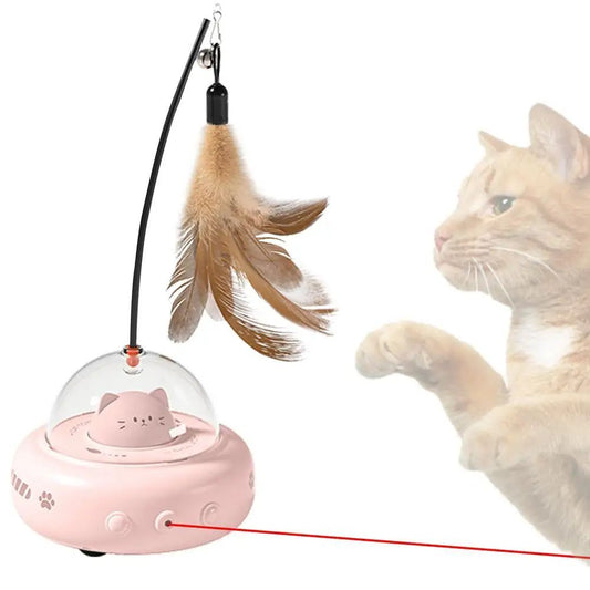 Electric Cat Interactive Toy Pet Toys With Feather Cat Teaser Wand Rechargeable Electric Sensing Pet Toys For Chasing Training - Paw Heroes Shop