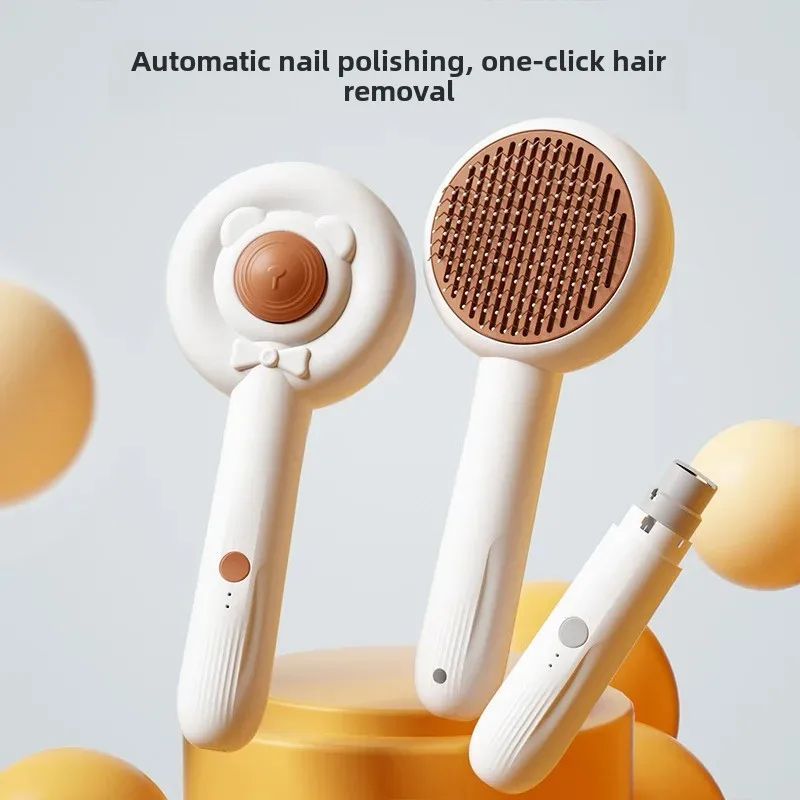 Rechargeable Two-In-One Pet Nail Trimmer Combs Electric Cat Dog Grooming Cleaning Brush Pet Care Tools - Paw Heroes Shop