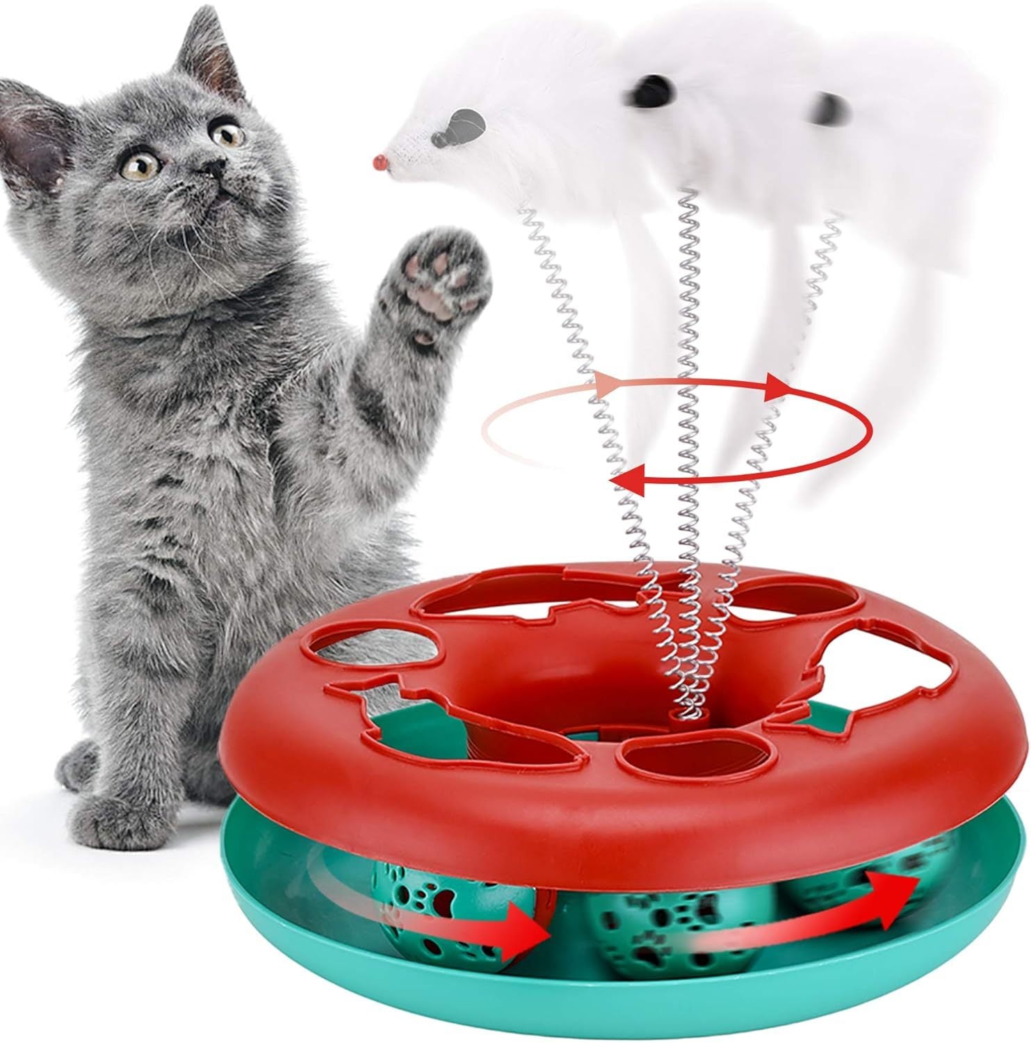 Cat Toys Cat Toys For Indoor Cats Interactive Kitten Toys Roller Tracks With Catnip Spring Pet Toy With Exercise Balls Teaser Mouse - Paw Heroes Shop