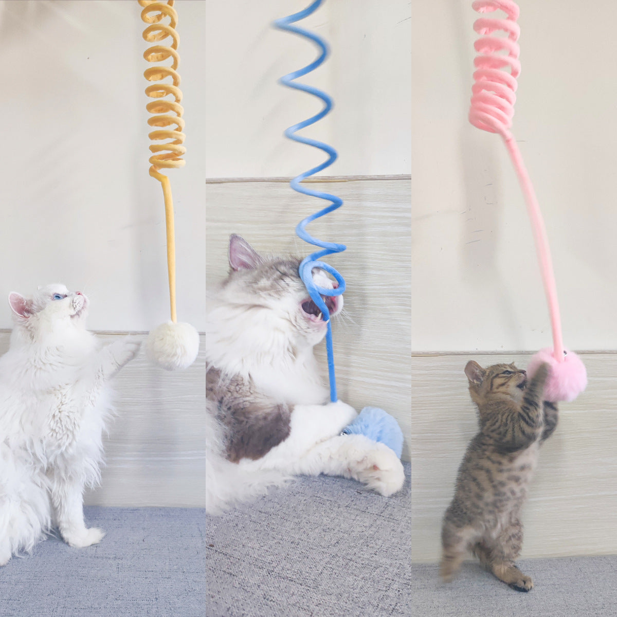 Cat Toy Self-Hi Sucker Spring Rabbit Hair Ball Interactive Play Pet Supplies Interactive Toys - Paw Heroes Shop