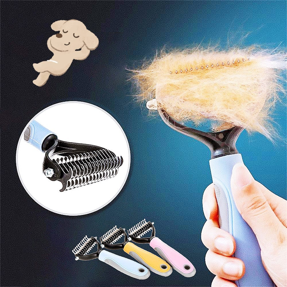 Stainless Double-sided Pet Brush Hair Removal Comb Grooming Dematting Dog Grooming Shedding Tools - Paw Heroes Shop