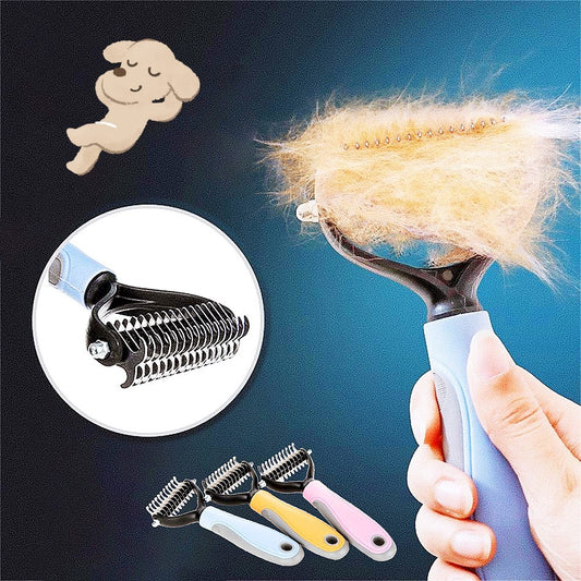 Stainless Double-sided Pet Brush Hair Removal Comb Grooming Dematting Dog Grooming Shedding Tools - Paw Heroes Shop