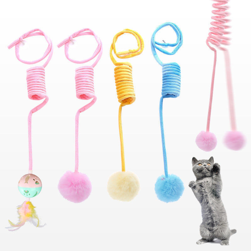 Cat Toy Self-Hi Sucker Spring Rabbit Hair Ball Interactive Play Pet Supplies Interactive Toys - Paw Heroes Shop