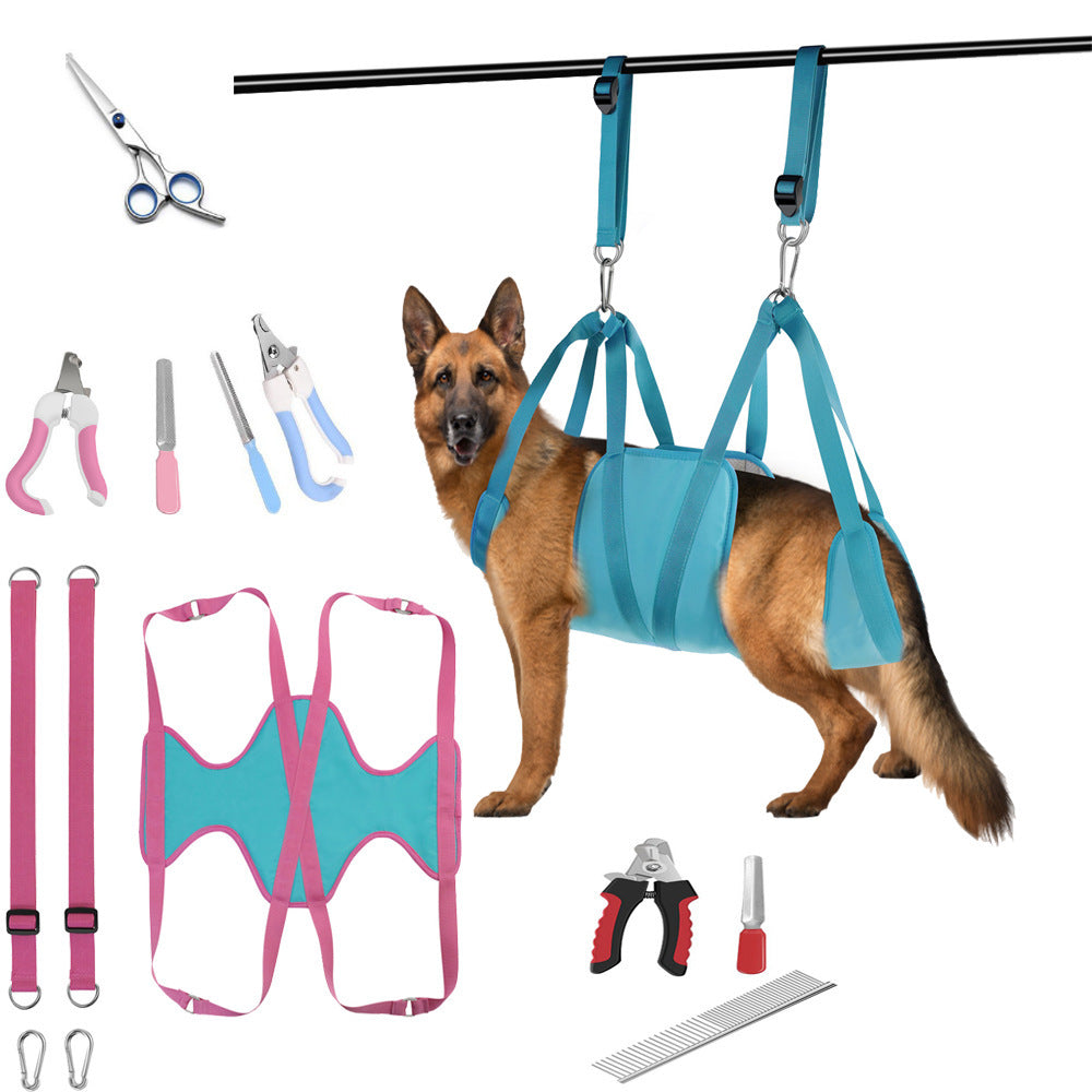 Pet Grooming Hammock For Cats & Dogs Hanging Harness Pet Supplies Kit With Nail Clippers Trimmer - Paw Heroes Shop