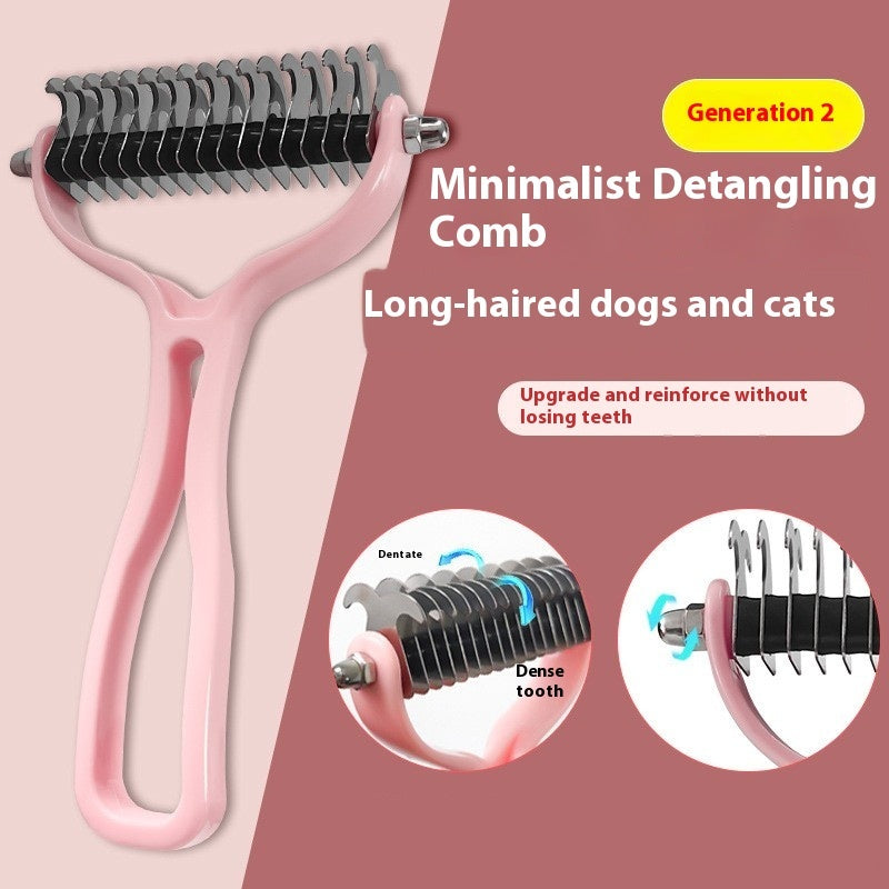 Pets Fur Knot Cutter Dog Grooming Shedding Tools Pet Cat Hair Removal Double-sided Comb Brush - Paw Heroes Shop