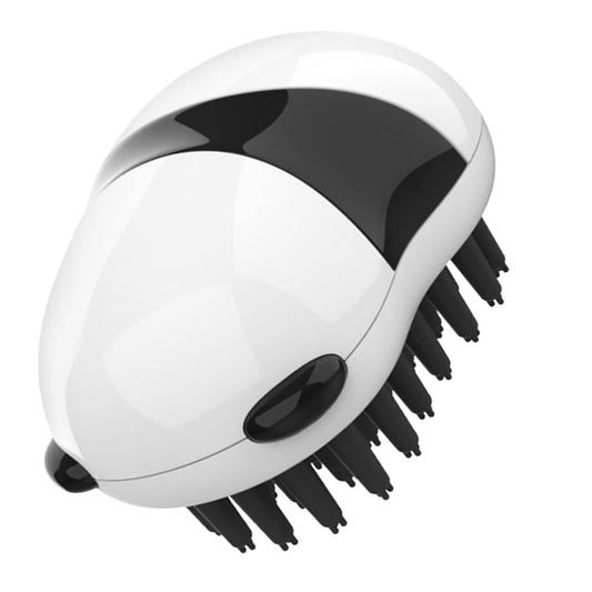 White and black scalp massager on a white background